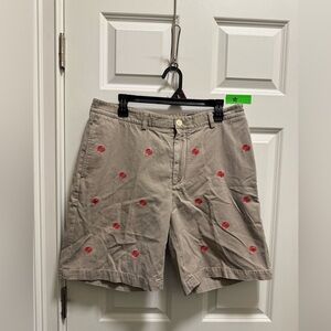 Mens Vineyard Vines Khaki Shorts with Little Embroidered Crabs